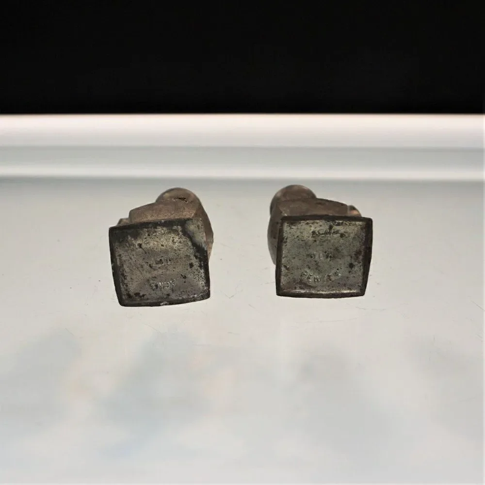 Antique 1890s Art Deco Salt And Pepper Shakers ACME 107 Pewter